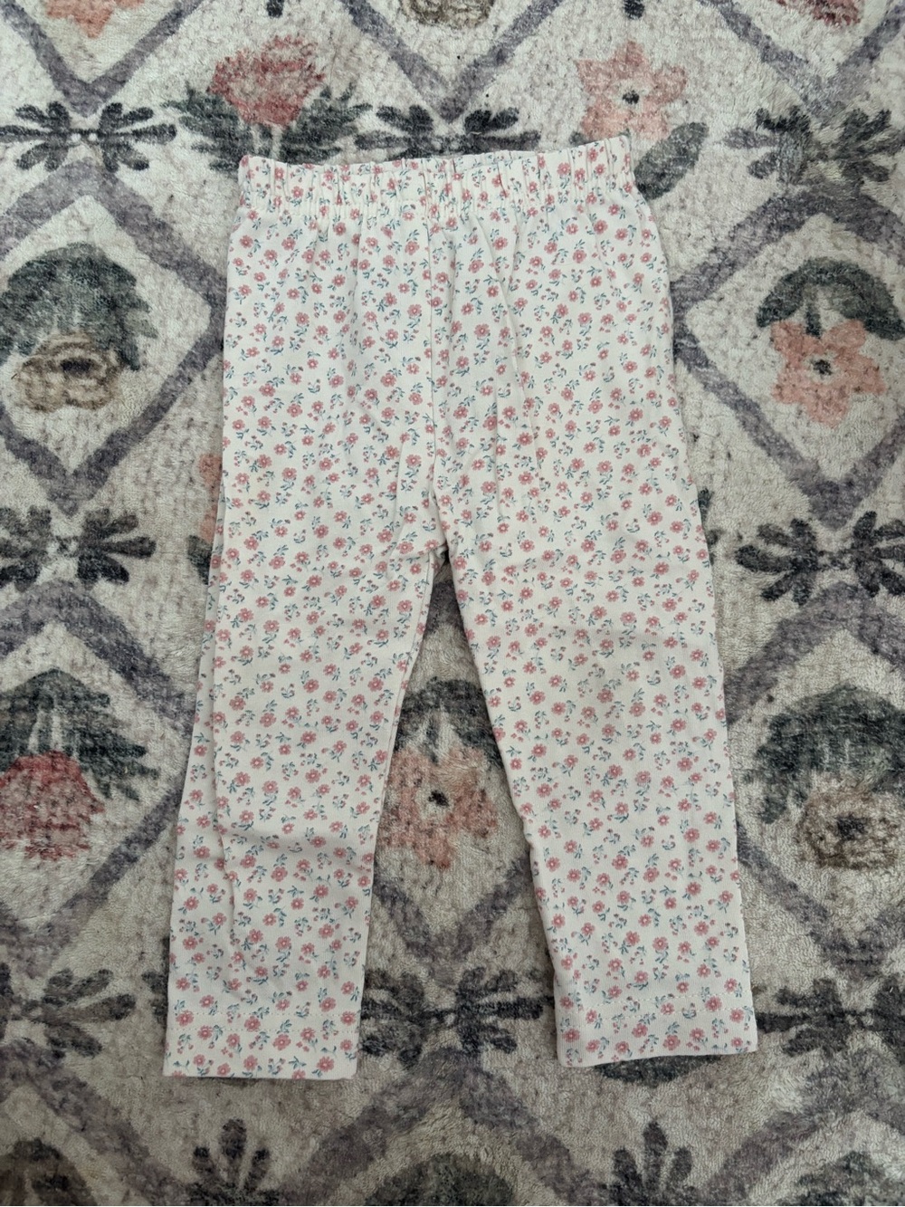 Jamie Kay White Leggings with Pink and Blue Floral Print